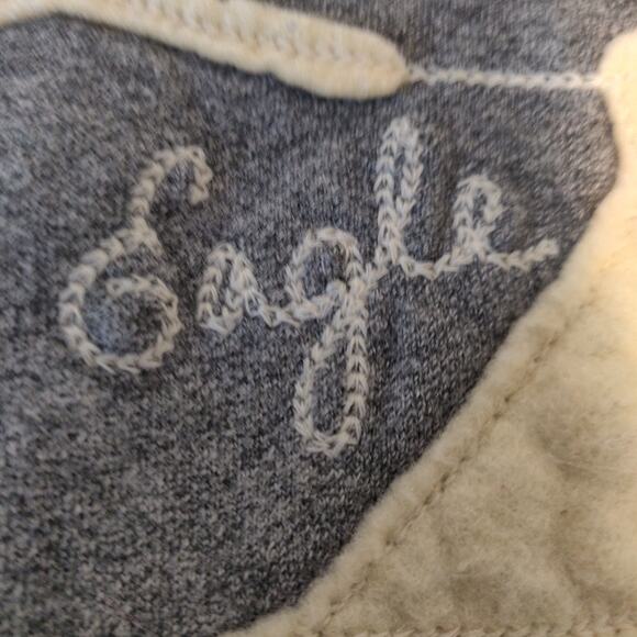Vintage Y2K American Eagle Gray Hoodie Womens L Chain Embroidery NEW YORK - Picture 9 of 16